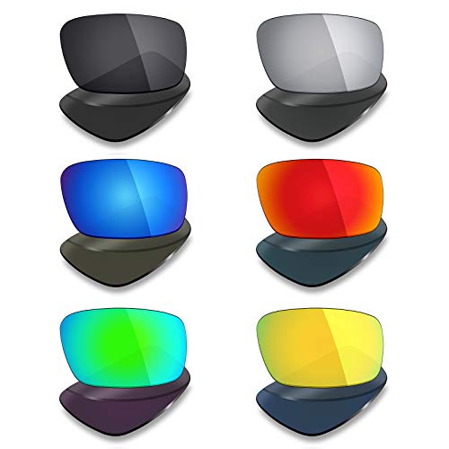 Mryok 6 Pairs Polarized Replacement Lenses for Oakley Crankshaft Sunglass - Stealth Black/Fire Red/Ice Blue/Silver Titanium/Emerald Green/24K Gold