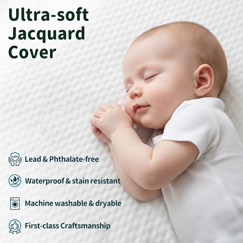 Image of Bassinet Mattress 33x19 Rectangle, Baby Waterproof Replacement Pad, Firm Support Foam Insert with Bamboo Viscose Cover