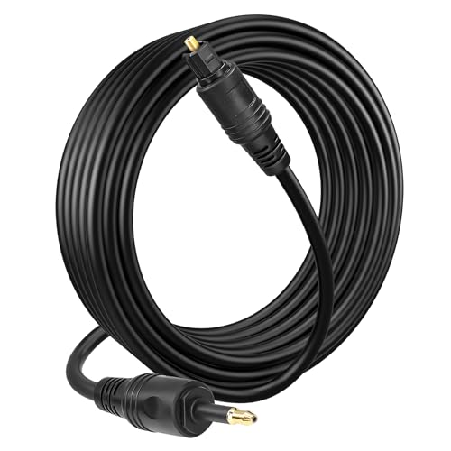 YACSEJAO Toslink a Mini Toslink Cable de audio 6FT Toslink Digital a 3,5 mm Mini Digital Óptico S/PDIF Cable de fibra óptica para HDTV, Cine en casa, Barra de sonido