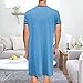 Fashion Store Mens Nightgown Henley Night Shirt for Sleeping Short Sleeve Nightgown Big and Tall, Loose Kaftan Sleepwear (Bule, 3X-Large)