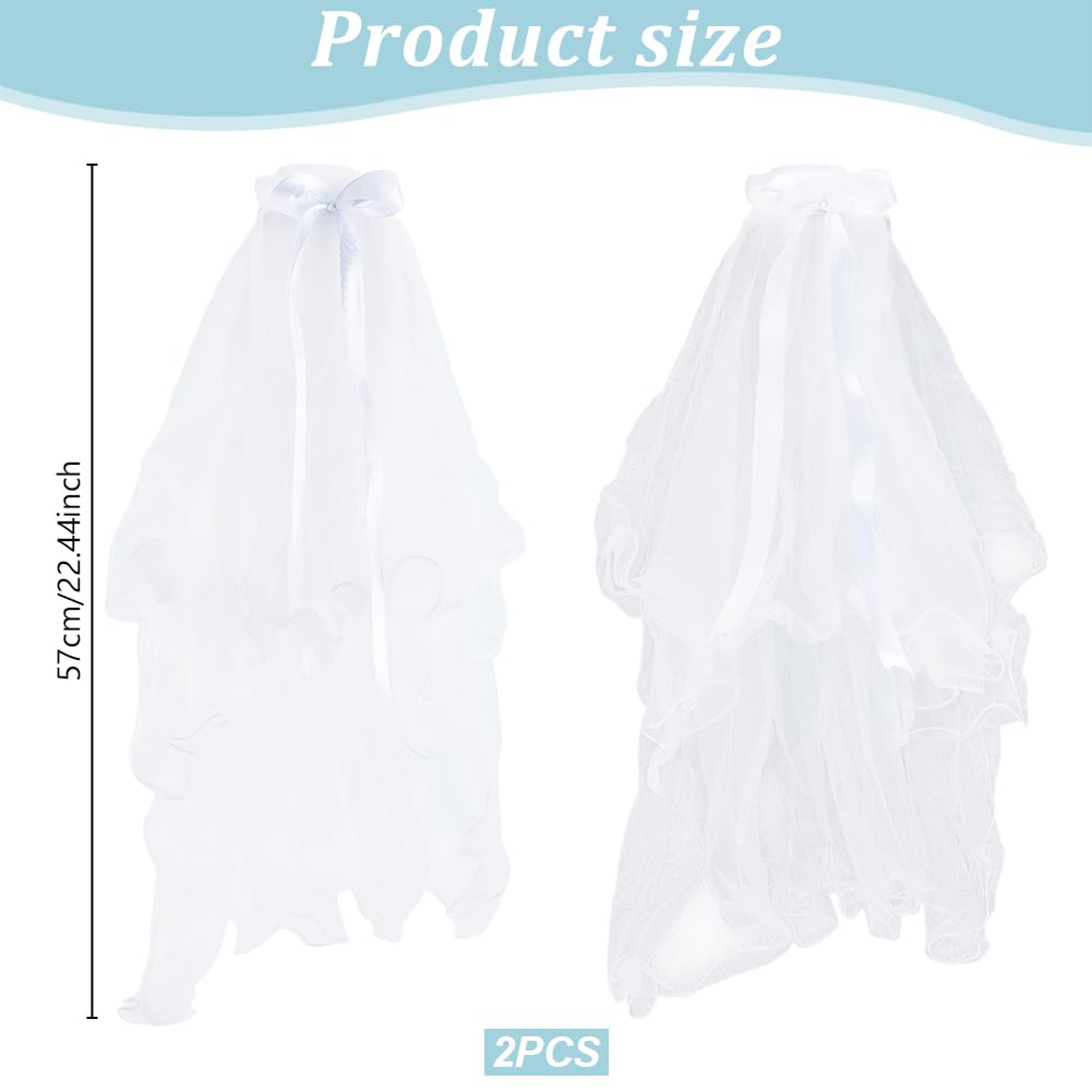 FREEBLOSS 2Pc Dog Wedding Dress Bow Wedding Dog Veil Dog Wedding Outfit Dog Tutu for Large Dogs Wedding Dress for dogs Female Bride Costume Pet Wedding Veil with Clip - Image 2