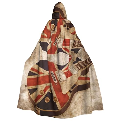 Cape costume sorcière adulte Halloween avec imprimé guitare