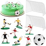 10 piezas de decoración para tartas de fútbol, decoración para tartas de cumpleaños, decoración de cumpleaños para niños, jugadores de fútbol, figuras de cumpleaños para hombres, jóvenes, fiestas de