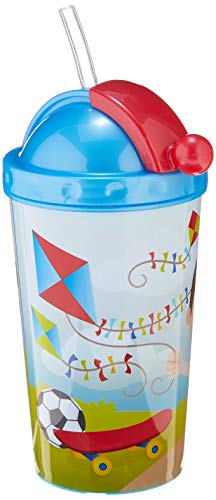 Copo com Canudo Retrátil - Lillo, Azul, 450 ml