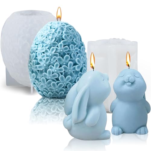 Ezydka Moldes de vela para fundir Navidad, 3 unidades, moldes de silicona, moldes de silicona, molde de silicona para decoración navideña (huevos de Pascua-B)