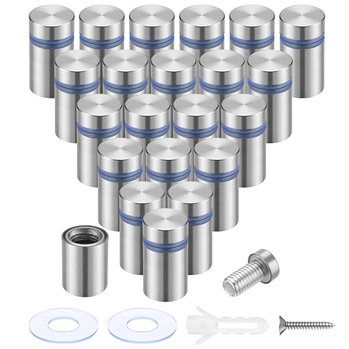 Image of Pelopy 24 Pcs Silver Sign Standoff Screws Advertising Screws Stainless Steel Wall Standoff Mounts Glass Acrylic Nail (1 /2 x 3 /4 Inch)