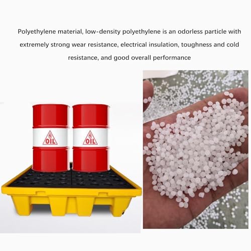 Pallet impilabile per il contenimento di fuoriuscite, vassoio in polietilene da 49x35,5 pollici con superficie antiscivolo, piattaforma resistente e a prova di perdite per fusti di olio e stoccaggio