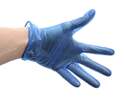 Genware NEV-GD11-LRG Glove, Lightly Powdered Vinyl, Large, Blue (Pack of 100)
