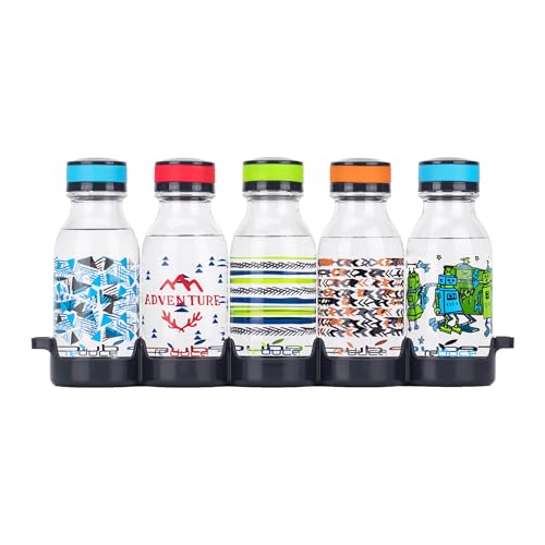 REDUCE WaterWeek Refillable Water Bottles, 14 oz - Includes 5 WaterWeek Leak Proof Tritan Reusable Water Bottles - Includes Fridge Tray - Navigate