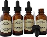2 OZ (60 ML) Amber glass dropper bottles PLUS BONUS - decorative labels, Multipurpose great for light-sensitive liquids, essential oils. Use in bath, kitchen AND laboratory. 4-PACK