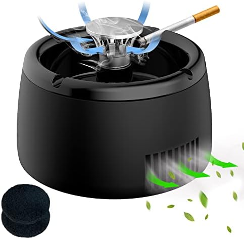 Multifunctional Smokeless Ashtray, Rechargeable Ashtray for Car Indoor Outdoor Home Office (Black)
