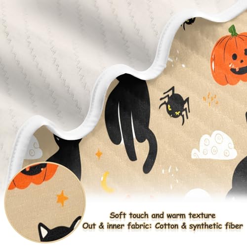 Burbuja Cats Skull Pumpkin Baby Blanket for Boys Girls, Nursery Soft Warm Swaddling Receiving Baby Blankets, 30x40 in Toddler Blanket2