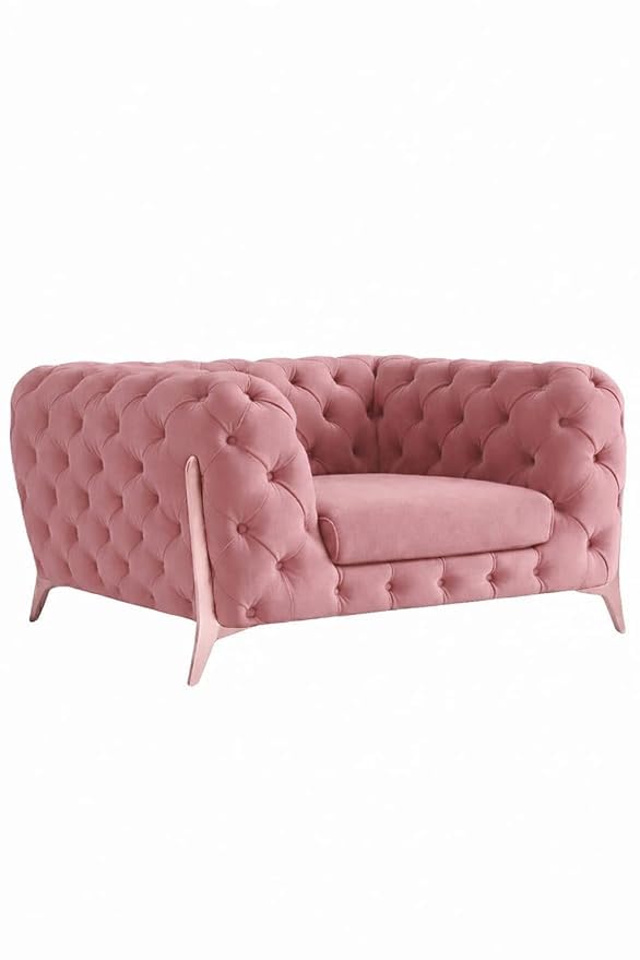 Image of A to Z Furniture Modern Classic Fabric & Valvet Tufted Chesterfield Sofa Living Room and Office (3+1= 4 Seater Sofa Set Wth Footrest Ashrose)