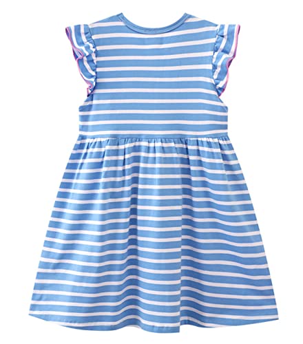 Image of HILEELANG Toddler Girls Short Sleeve Dress Easter Cotton Casual Summer Appliques Shirt Jersey Dresses