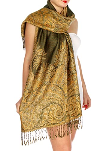SERENITA Pashmina Scarf for Women Large Cashmere feel Big Paisley Rave Shawl Wraps, Soft Scarves Travel Accessories2