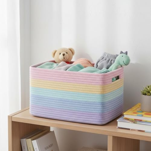 Panier à couvertures grand format en corde avec poignées intégrées - 8