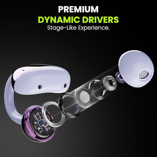 Image of ACwO DwOTS Flow Open Ear Earbuds | X-Fidelity Sound | AI-ENC Mic | Dual Mode (Music & Gaming) | 50H Playtime | Fast Charging | IPX5 | Bluetooth 5.3 Iris Purple