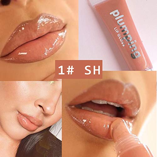 Maepeor Plumping Lipgloss Moisturizing Lip Plumper Shiny Jelly Lip Gloss Natural Liquid Lipstick For Women And Girls (Glitter Glossy, 01#Warm Nude) #TOP1