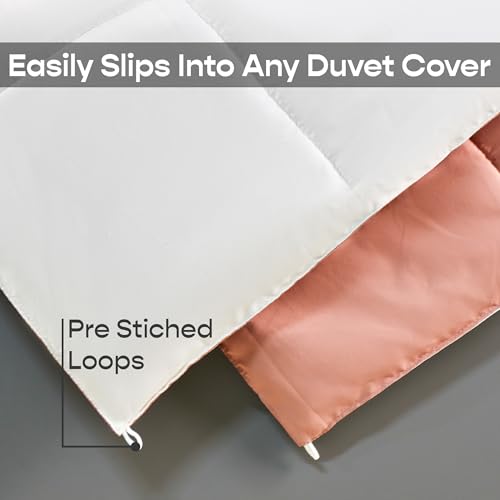 Image of SleepyCat Summer Reversible AC Comforter - Hotel Like Feel 120 GSM Lightweight Blanket, Quilted Design, Machine Washable - Nude Pink & Seafoam White (Single Size 90x60)