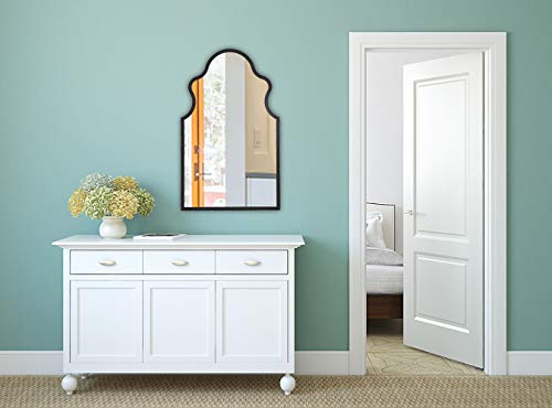 Hamilton Hills 22" X 36" Traditional Black Framed Brushed Glass Arched Wall Mirror | Queen Anne Design Mirror Add Traditional And Elegant Look In Your Living-Room, Bedroom, Bathroom & Enterway #TOP4