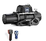 AOTOWO 13000 lb Electric Winch 12V Winch Waterproof Synthetic Rope Fit SUV Truck Jeep Wrangle