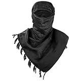 FREE SOLDIER Scarf Military Shemagh Tactical Desert Keffiyeh Head Neck Scarf Arab Wrap with Tassel for Men Women (Black)