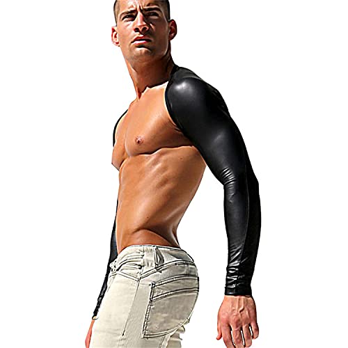 Men's Tight Sleeve Shiny Leather Latex Long sleeves Nightclub Bar DS Stage Club Clothing3