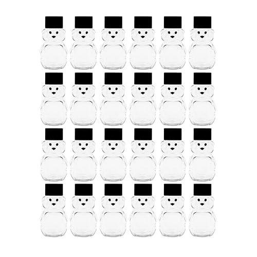 Clearview Containers - 2 Ounce Honey Bears with Sealable Black Screw Top Lid - 24 Pack (2 oz. Bear, 24pk, Black)