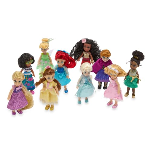 Disney Store Official Once Upon a Story Collection Mini Doll Gift Set - 10 Disney Princess Dolls: Cinderella, Ariel, Belle, Tiana, Rapunzel, Elsa, Moana, Tinker Bell, Mirabel, & Anna – 5” Mini Toys