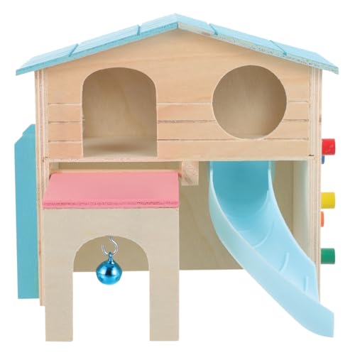 Sosoport ハムスターハウス ハムスタープラットフォーム ウサギ小屋屋外 ハムスターケージ 車 hamster ハムスター ハムスターはしごハウス ハムスターの滑り台小屋 木 Colorful