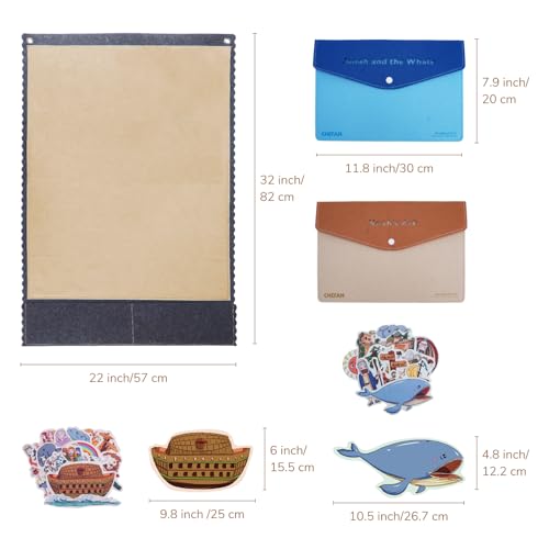 CHEFAN 2 Pack Felt Board Bible Stories Set, Flannel Felt Board for Toddler Include Noah\'s Ark, Jonah and The Whale, Felt Story Board Pieces for Preschool Activities