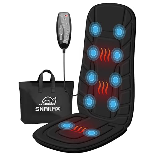 Snailax Back Massager with Heat Massage Seat Cushion with 10 Motors Massage Chair Pad for Home Office Use 5 Modes & 3 Intensity Levels 2 Heat Settings with 30-60-90 Mins Timer Ideal Gifts