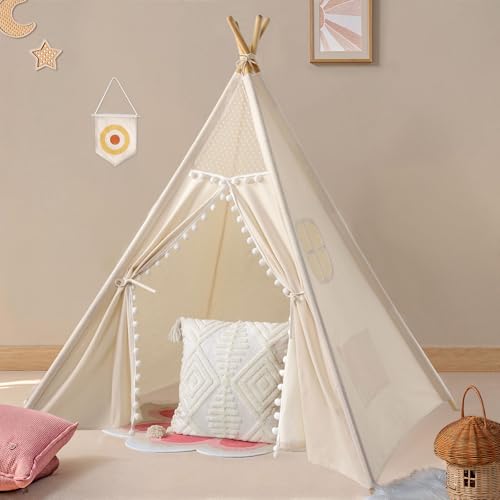 Sumbababy - Sumbababy Kids Teepee Tent for Toddlers - Kids Play Tent Indoor Playhouse for Girls & Boys - Washable Tipi Tents Kids Boho Tent with Lights - Foldable Outdoor Kids Play Tent
