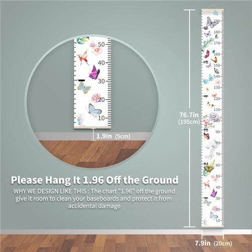 Baby Height Growth Chart - Canvas Height Chart for Kids Baby Child Toddler Boys Girls Growth Chart for Wall Room Nursery Decor Hangable and Removable Measuring Wall Ruler (Witch, Beige Wood) - Image 3