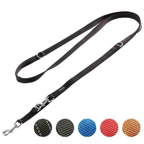 Vitazoo Laisse de Dressage pour Chien - 3 m - Double Longe en Graphite Nylon pour Petit Moyen et Grand Chien - Laisses Chiens Ajustables à 4 Longueurs Différentes - Noir