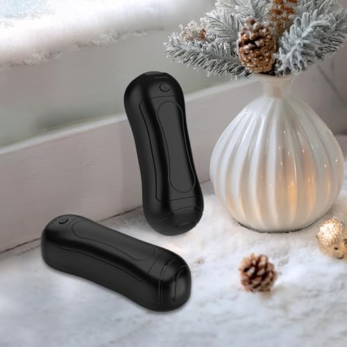 FANDLISS Elektrischer Handwärmer Wiederverwendbar 2 Pack, 6000 mAh USB Taschenwärmer Wiederaufladbar, Magnetisches Design, Tragbar für Weihnachten/Outdoor/Camping, Schwarz