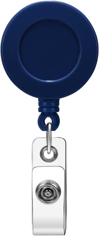 Soleebee 1 Pack Nurse Badge Reel, 24'' Retractable Badge Holder with 360° Swivel Alligator Clip Solid Color ID Badge Holder for Nurse Doctor Teachers Students Badge Reel (Dark Blue)