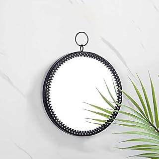 Wall Round Mirror, 1 Piece Black Metal Framed Wall-Mounted Decorative Mirror with Hanging Ring, Vintage Glass Mirrors for Vanity Bathroom Bedroom Hallyway Living Room