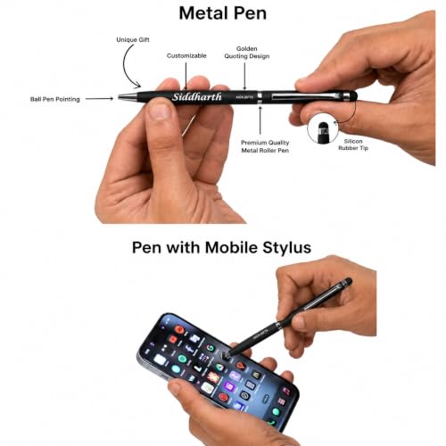 Image of AICA Personalized Name & Charm Magnetic Stick Leather (Black) Diary & Roller Pen |Customized Corporate Gift for Staff Employees |Diwali Gifts for Family and Friends|Diary for Men, Boys| Gifts For Mens