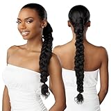 Sensationnel Lulu pony wrap hairextensions- 11 high heat synthetic yaki pony tail or up do hair wig piece (1B OFFBLACK)