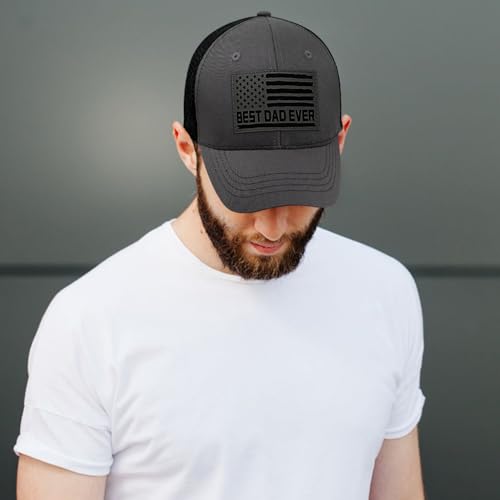 Image of Best Dad Ever American Flag Dad Hat - Adjustable Cotton Baseball Cap for Father's Day, Birthday Gifts from Daughter Son