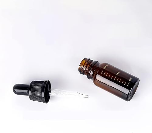 Miniatura 5 de 4 botellas vacías de vidrio ámbar graduadas, botellas de aceite esencial, frascos cosméticos con cuentagotas graduados, 0.7 fl oz