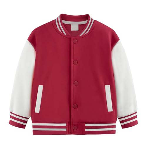 Boys Girls Classic Baseball Jacket School Varsity Jacket Bomber Coat for Teen Kids Toddler Button Down Uniform Shirts