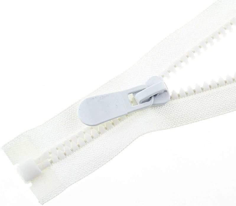 Fermeture éclair robuste blanche 90cm à maille injectée pour projets de mercerie