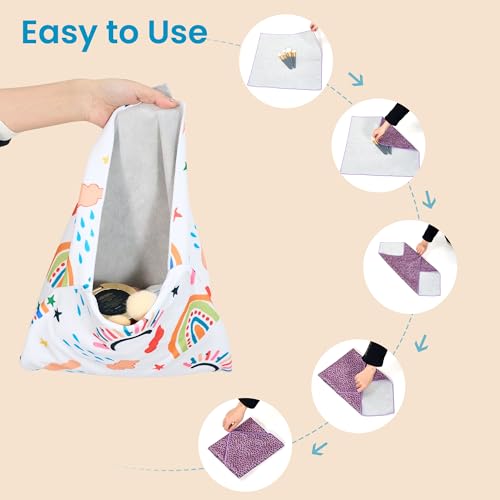 Image of Self-Adhesive Magic Cloth Portable lazy Makeup Bag Cosmetic Pouch Widely Used for Camera Lens Wrap,Protective Cover Laptop Sleeve,Folding,Washable(13.8 inch X 13.8 inchRainbow)