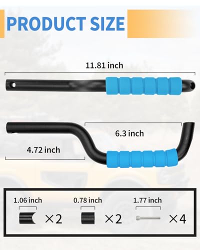 Image of ROADER Bronco Front Grab Handles for 2021 2022 2023 Ford Bronco 2 /4 Door Roll Bar Grip Handles, Upgraded Non-Slip Aluminum Blue Handles Bronco Interior Accessories (Not Fit Rear Seat)