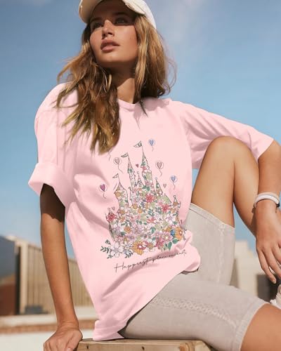 Flafens Oversized Tshirts for Women - Graphic T Shirt Loose Tees Crewneck Sleeve Top Cute Fashion Summer Pattern Print Tops3