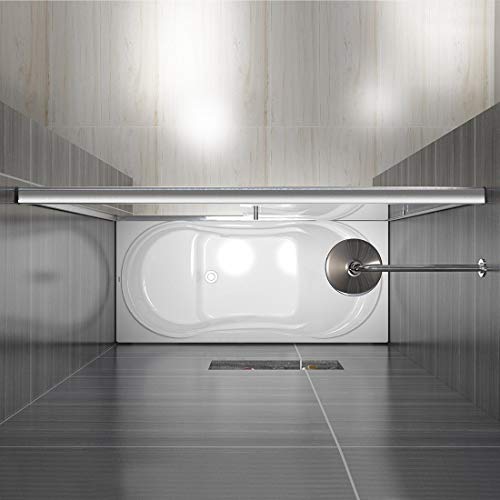 ELEGANT Bypass Sliding Bathtub Shower Door, Bathroom Double Sliding Tub Shower Door 58 1/2'' - 60'' W x 62'' H, 1/4'' Clear Glass, Brushed Nickel Finish