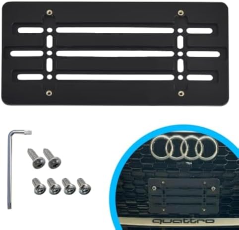 Front Bumper Tow Hook License Plate Mount Bracket for Audi, Plate Holder Set w Unique Screw Bolts & Black Screw Caps, License Tag Mounting Kit, Quality Plate Holders, Premium Car & Truck Accessories image 2