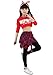 LOLANTA Girls Hip Hop Street Dance Costumes Jazz Outfit Kids Cropped Tops+Culottes Pantskirts Set (Red, 10-12)